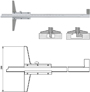 Multifunktions-Tiefenmessschieber 300 mm mit wechselbarer Schiene, Noniuswert 0,02