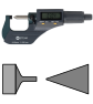 Digitale Bügelmessschraube mit  abgeflachtem, schneidenförmigem Amboss und spitzer Spindel 0-25 mm, Lithium